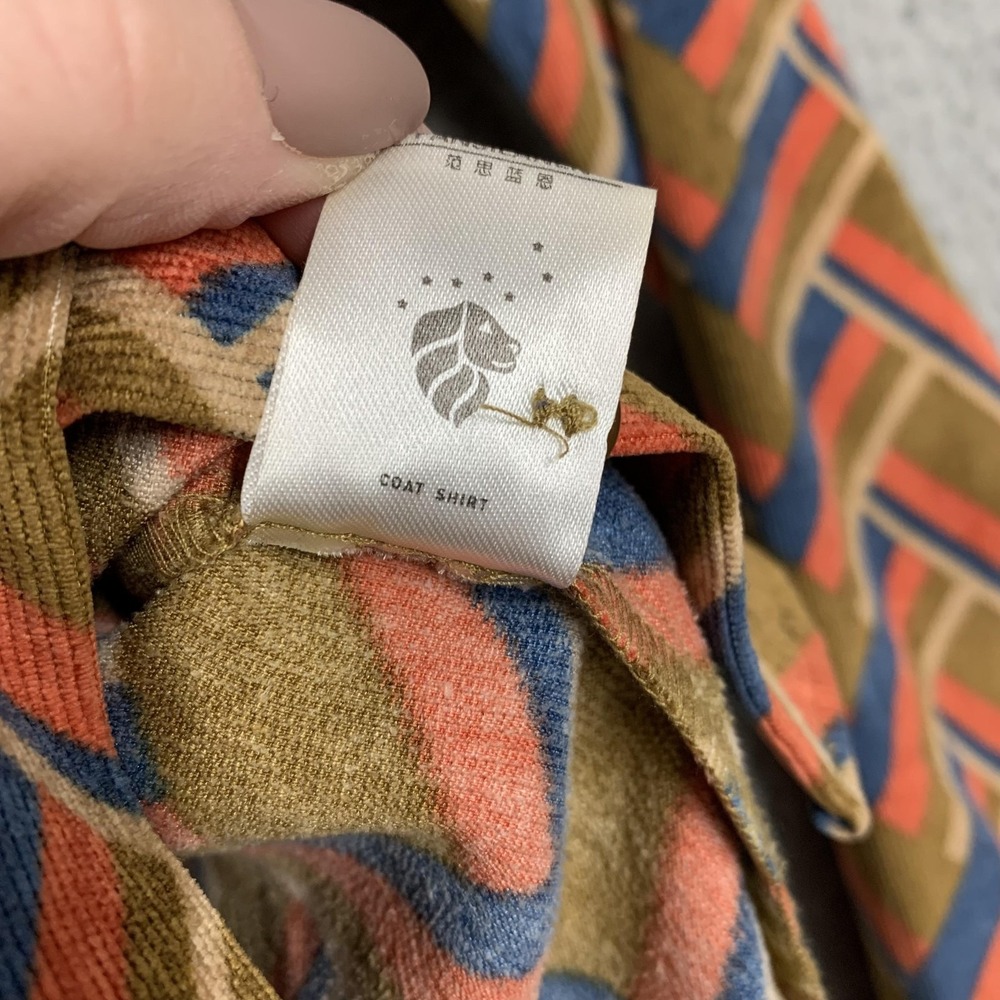 FANSILANEN Shirt Womens XS Multicolor Corduroy Geometric Button Up Long Sleeve - Picture 6 of 16